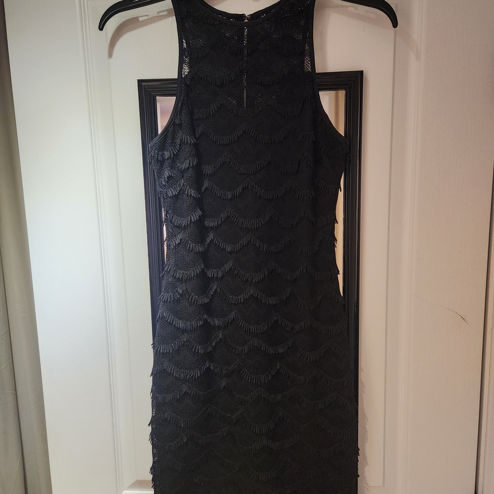 Guess Black Fringe Mini Dress